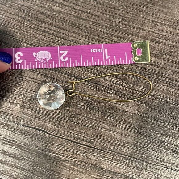 Gold and clear drop earrings - Picture 3 of 4